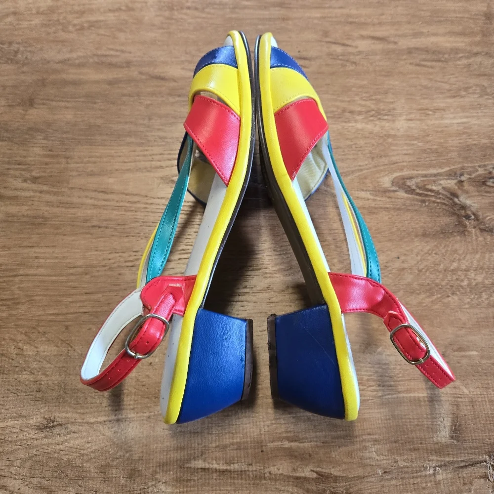 Vintage Vibrant Happy Go Lightlys By Treadeasy Multicolor Women's Sandals Size 9 - Picture 5 of 7